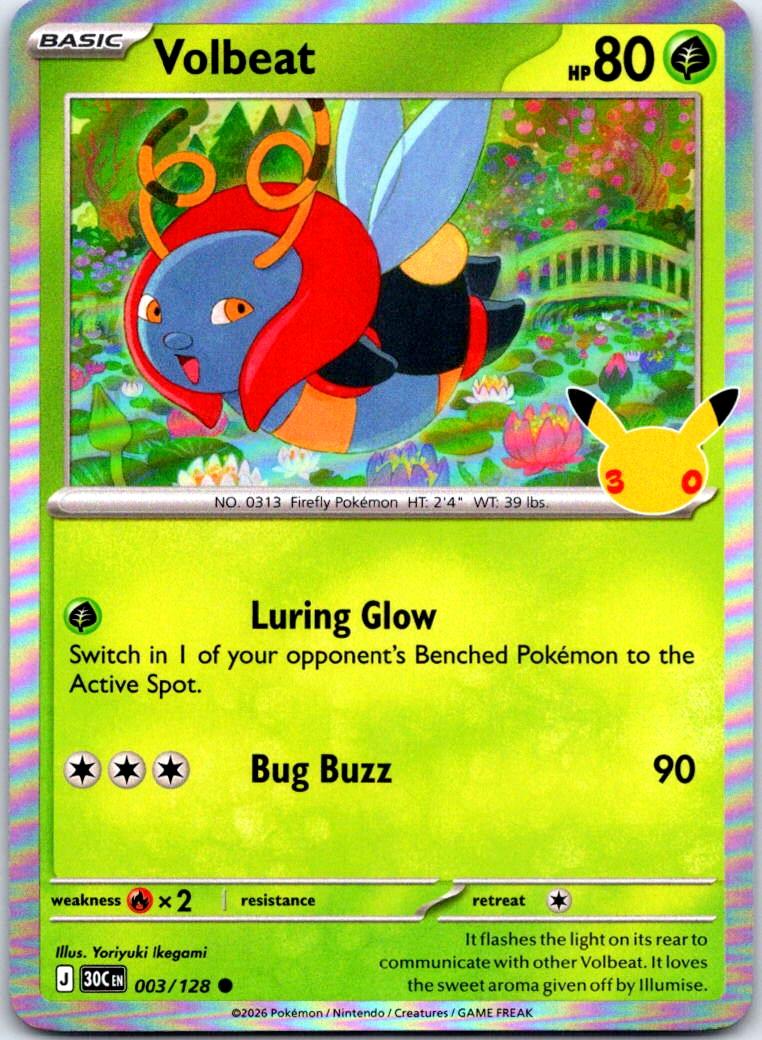 Volbeat - 003/128 - Holo - ME: 30TH CELEBRATION - Pokemon - Common | AB31-49
