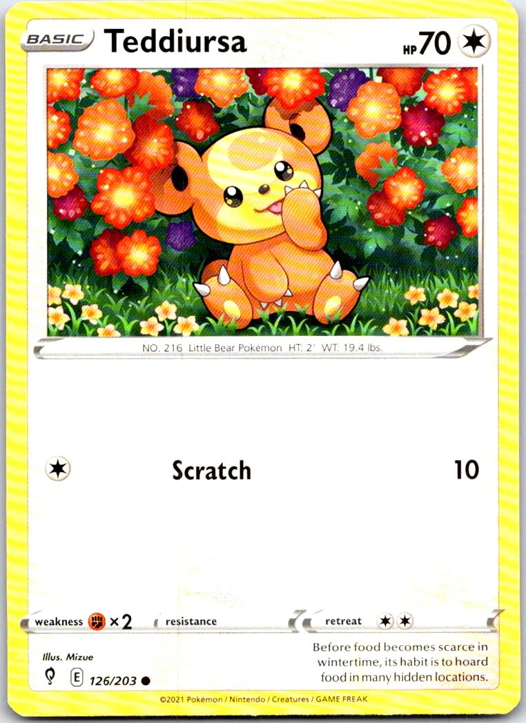 Teddiursa - 126/203 - - EVOLVING SKIES - Pokemon - Common | AB35-47