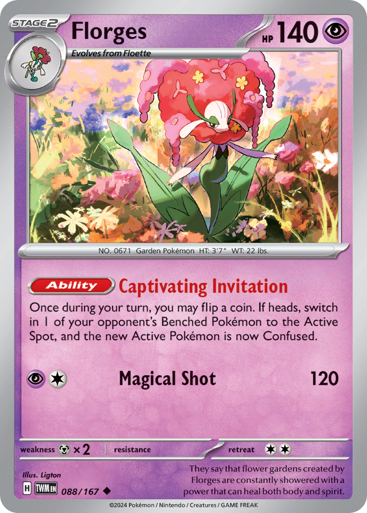 Florges - 088/167 - Reverse Holo - TWILIGHT MASQUERADE - Pokemon - | AA82-34
