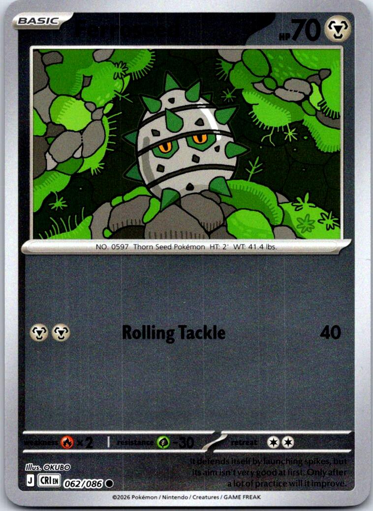 Ferroseed - 062/086 - Reverse Holo - CHAOS RISING - Pokemon - Common | AA124-8