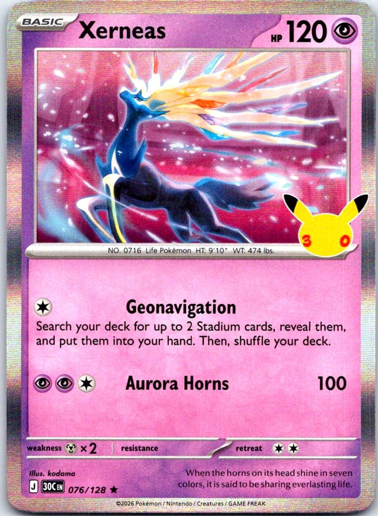 Xerneas - 076/128 - Holo - ME: 30TH CELEBRATION - Pokemon - Rare | AC31-18