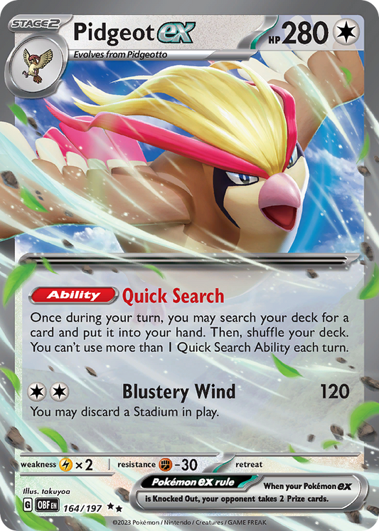 Pidgeot ex - 164/197 - Holo - OBSIDIAN FLAMES - Pokemon - Double Rare | AA33-19