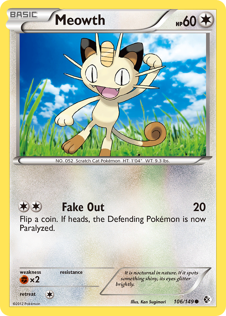 Meowth - 106/149 - - BOUNDARIES CROSSED - Pokemon - Common | AA114-16