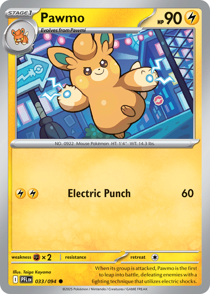 Pawmo - 033/094 - Reverse Holo - PHANTASMAL FLAMES - Pokemon - Common | AA26-66