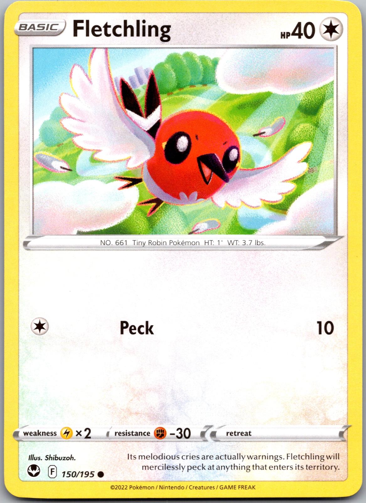 Fletchling - 150/195 - - SILVER TEMPEST - Pokemon - Common | AA91-2