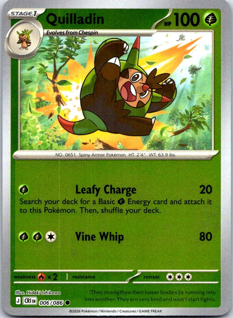 Quilladin - 006/086 - Reverse Holo - CHAOS RISING - Pokemon - Common | AA132-4