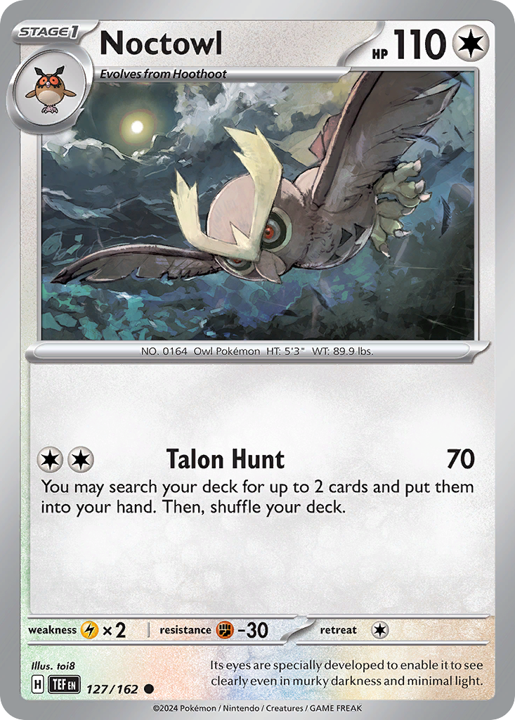 Noctowl - 127/162 - Reverse Holo - TEMPORAL FORCES - Pokemon - Common | AA26-43