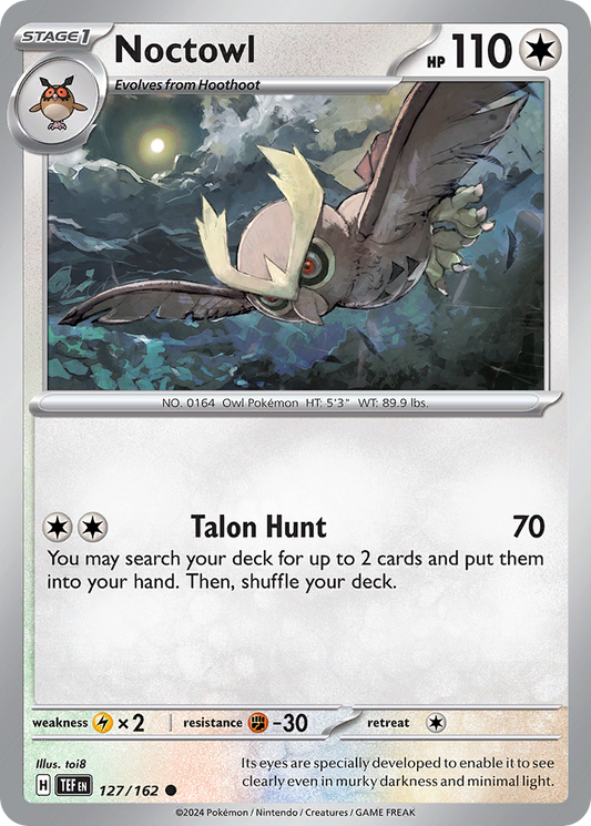 Noctowl - 127/162 - Reverse Holo - TEMPORAL FORCES - Pokemon - Common | AA26-43