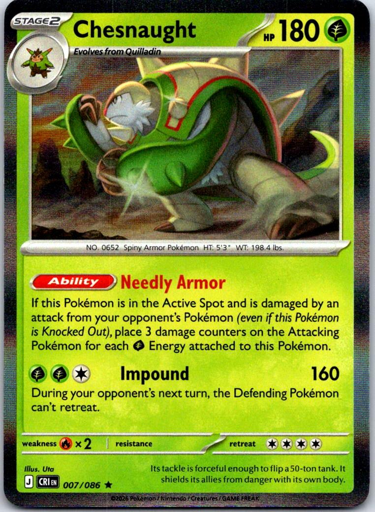 Chesnaught - 007/086 - Holo - CHAOS RISING - Pokemon - Rare | AA121-24