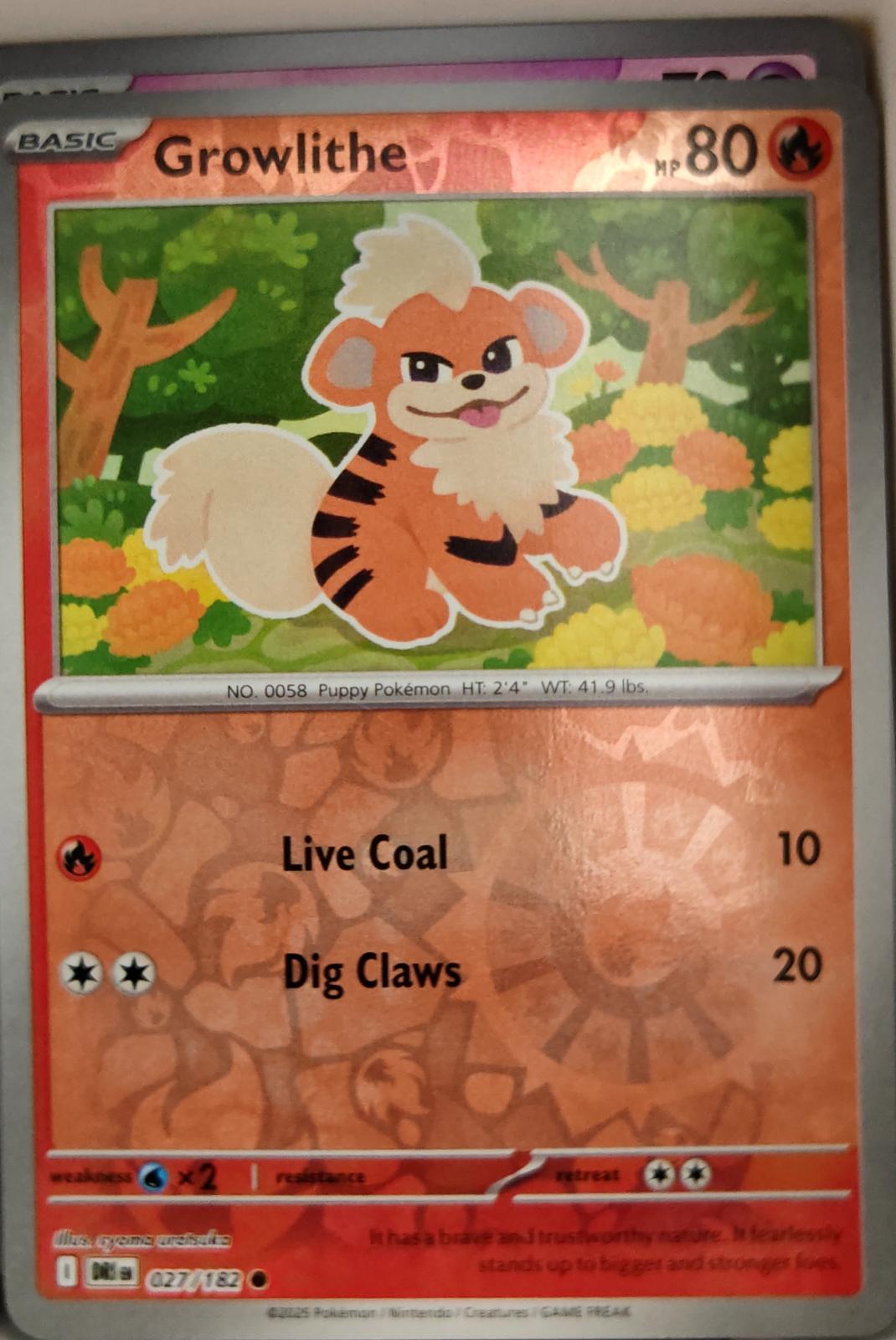Growlithe - 027/182 - Reverse Holo - DESTINED RIVALS - Pokemon - | AA04-51
