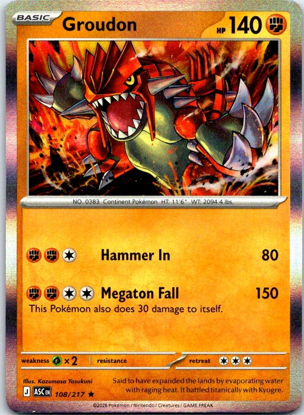 Groudon - 108/217 - Holo - ASCENDED HEROES - Pokemon - Rare | AC25-44