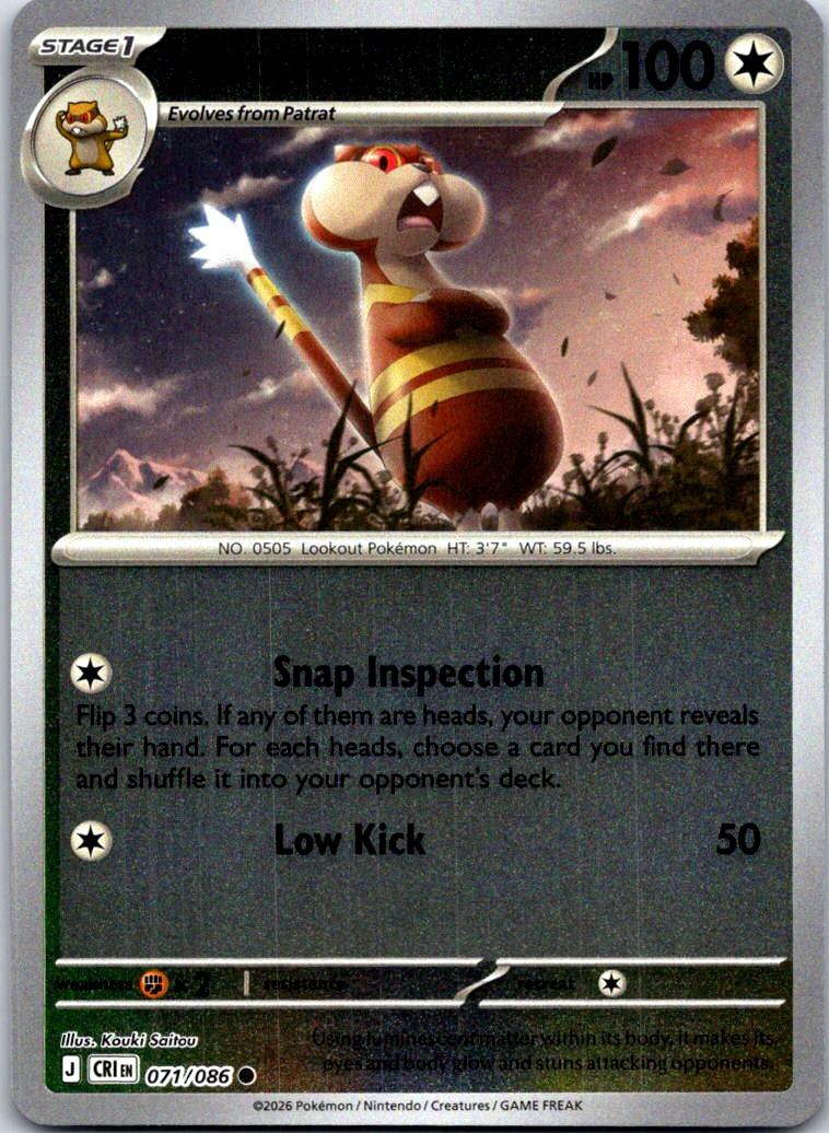 Watchog - 071/086 - Reverse Holo - CHAOS RISING - Pokemon - Common | AA124-13