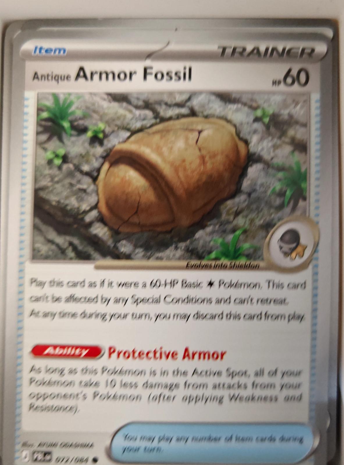 Antique Armor Fossil - 072/084 - - PITCH BLACK - Pokemon - Common | AA25-91