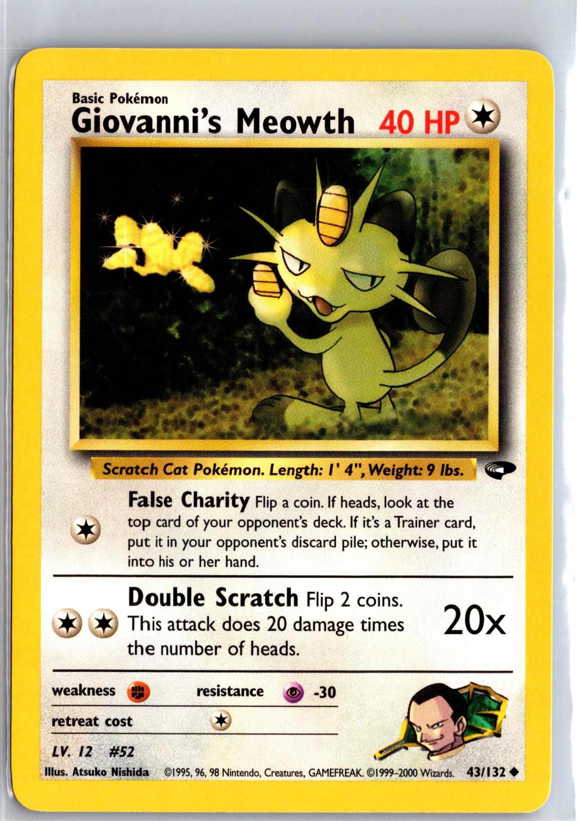 Giovanni's Meowth - 43/132 - Unlimited - GYM CHALLENGE - Pokemon - | AA99-7