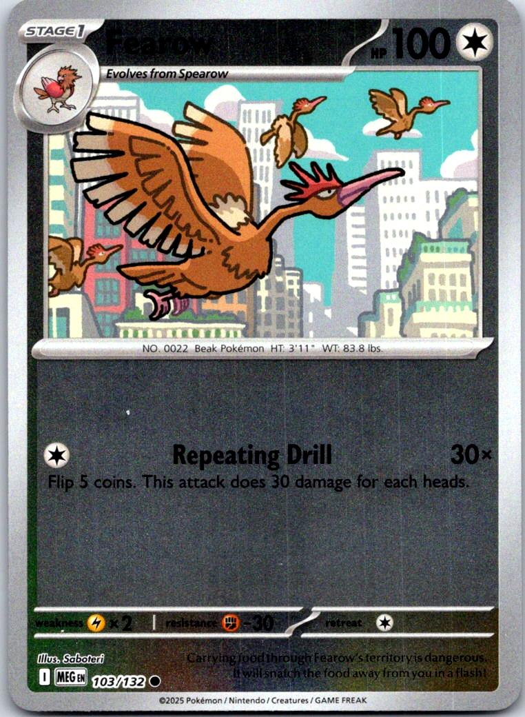 Fearow - 103/132 - Reverse Holo - MEGA EVOLUTION - Pokemon - Common | AA125-31