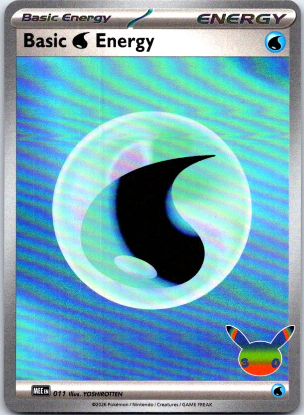 Basic Water Energy (30th Celebration) - 011 - Holo - MEE: MEGA EVOLUTION ENERGIES - Pokemon - | AC11-50