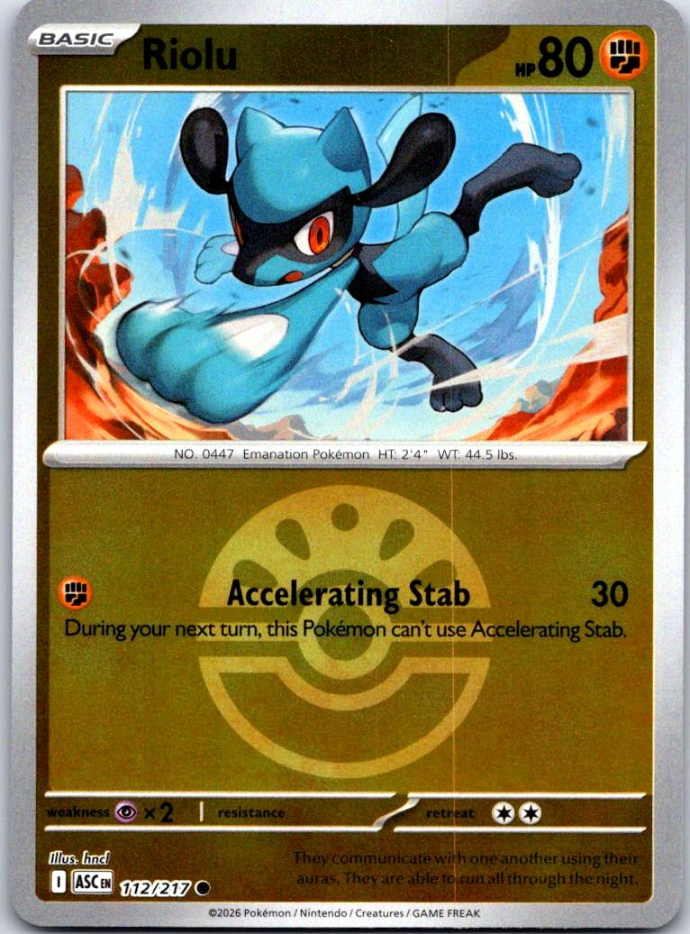 Riolu (Friend Ball) - 112/217 - Reverse Holo - ASCENDED HEROES - Pokemon - | AA131-31