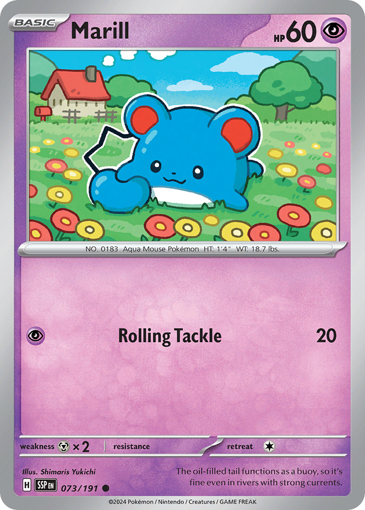 Marill - 073/191 - Reverse Holo - SURGING SPARKS - Pokemon - Common | AA19-18