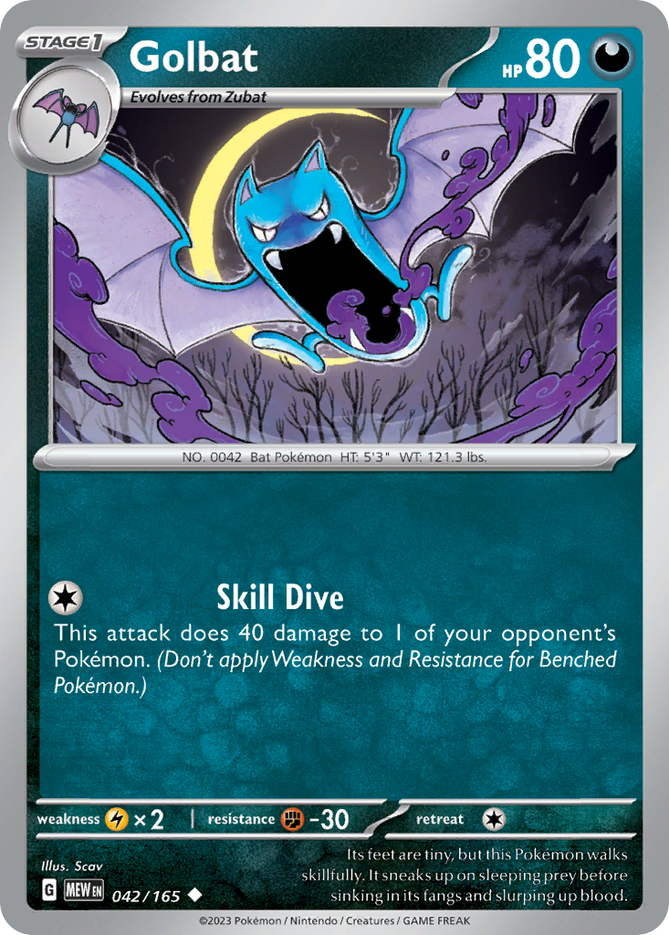 Golbat - 042/165 - Reverse Holo - 151 - Pokemon - Uncommon | AA61-34
