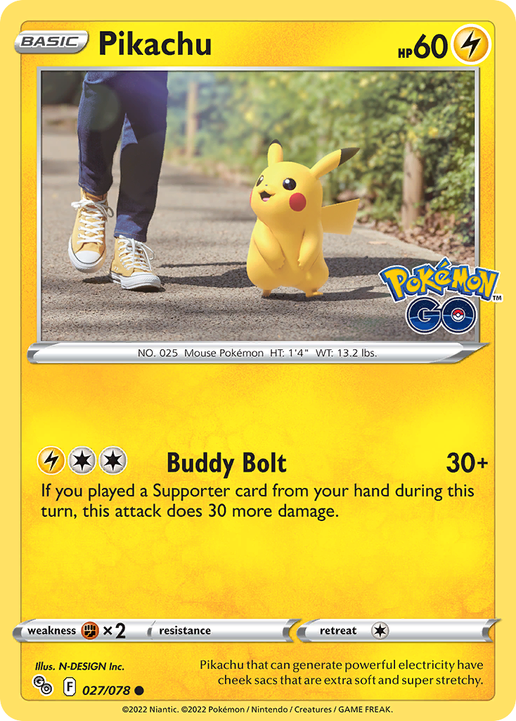 Pikachu - 027/078 - - POKEMON GO - Pokemon - Common | AA99-35