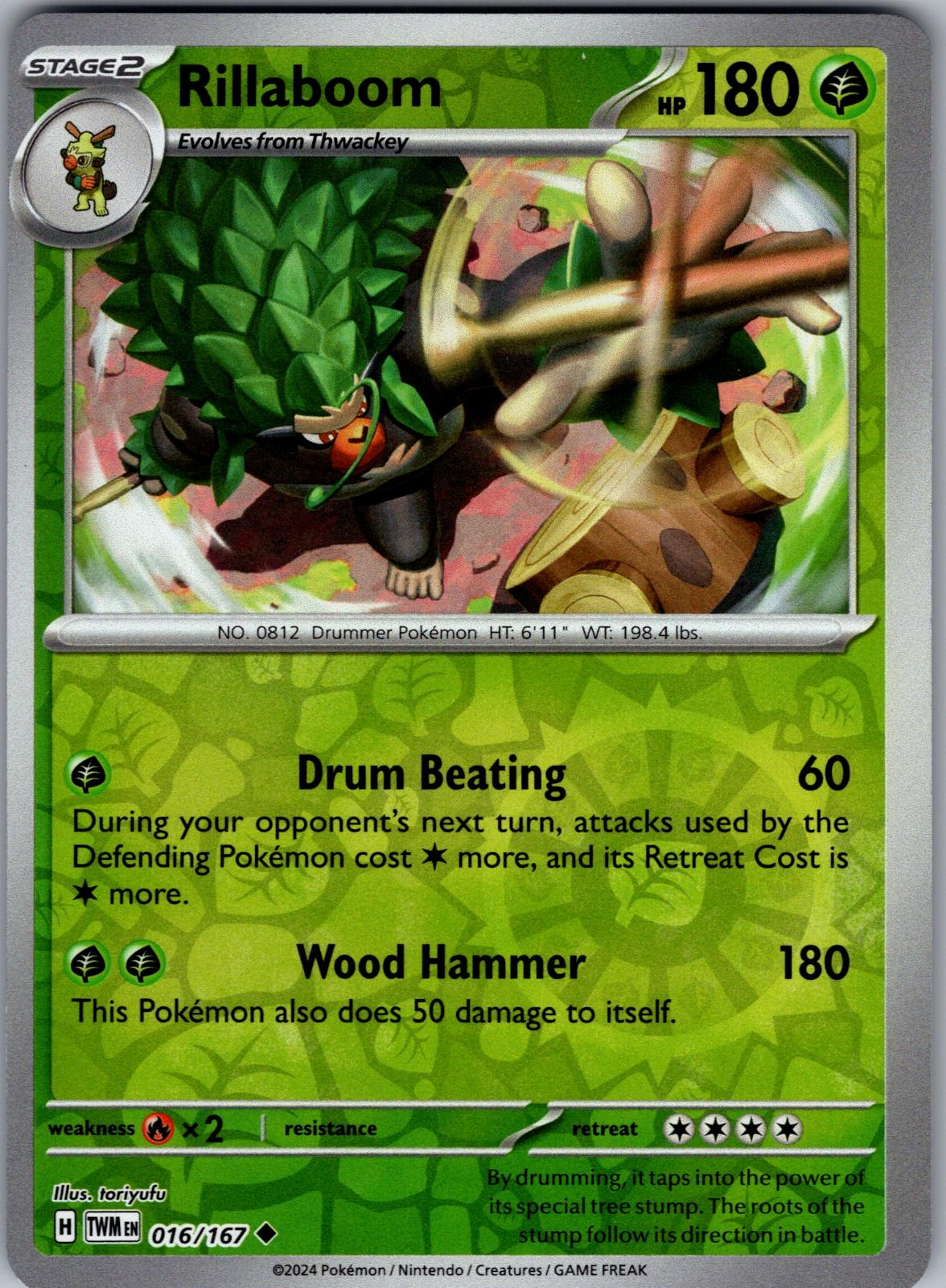 Rillaboom - 016/167 - Reverse Holo - TWILIGHT MASQUERADE - Pokemon - | AA82-15
