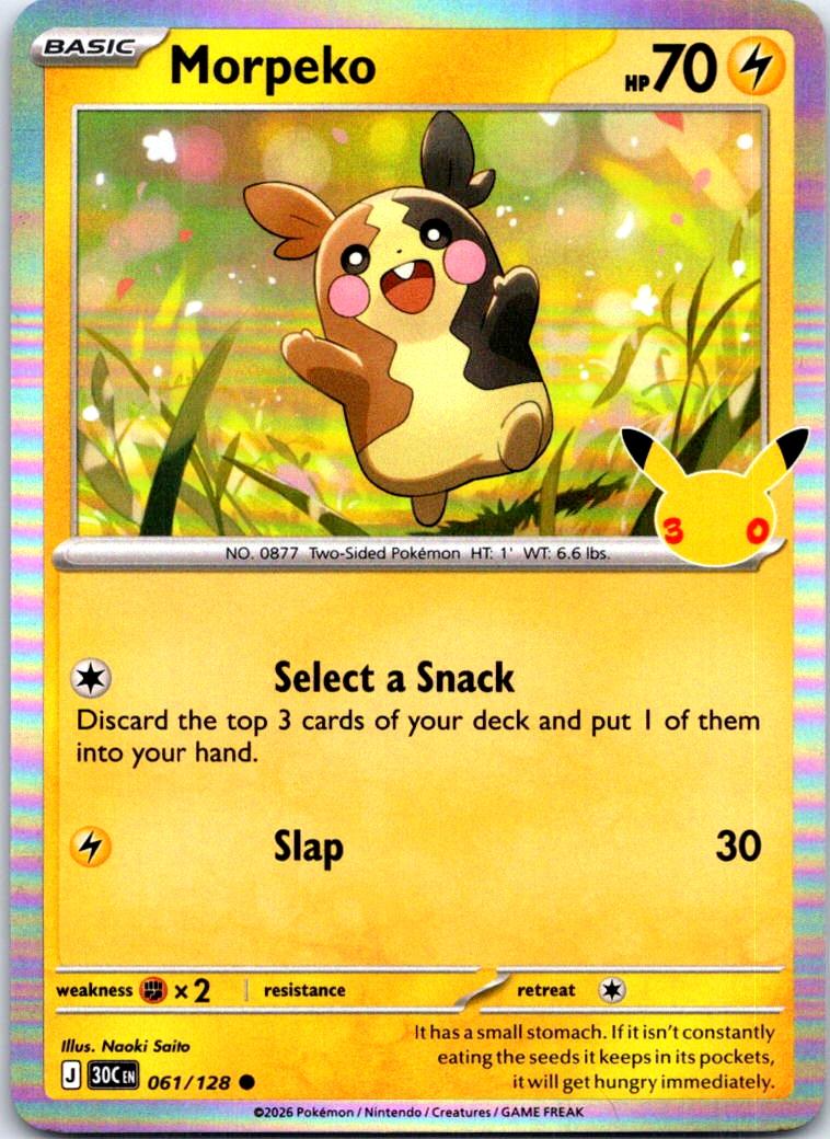 Morpeko - 061/128 - Holo - ME: 30TH CELEBRATION - Pokemon - Common | AC31-11