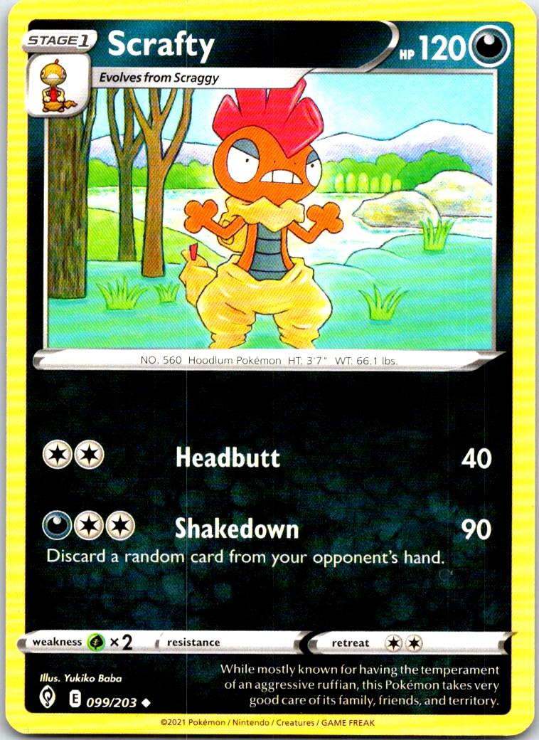 Scrafty - 099/203 - - EVOLVING SKIES - Pokemon - Uncommon | AB36-16