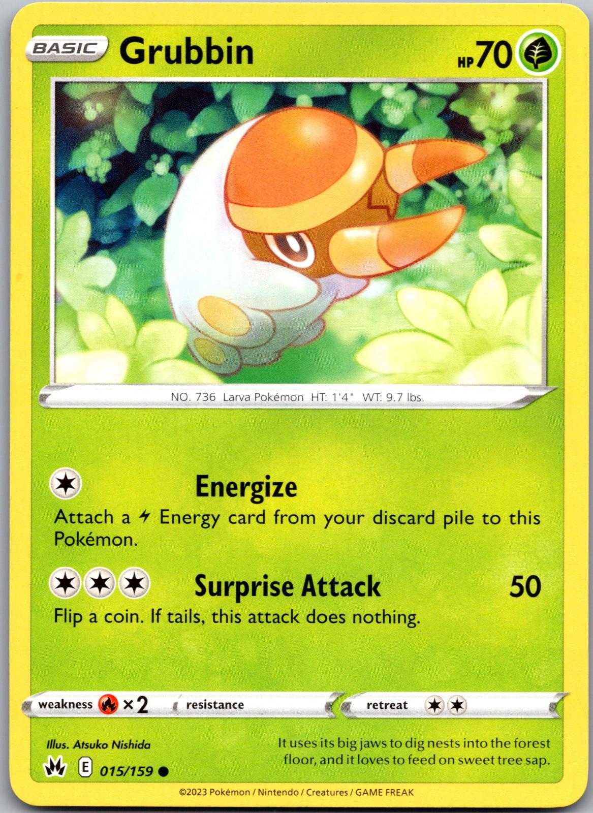 Grubbin - 015/159 - - CROWN ZENITH - Pokemon - Common | AA92-1