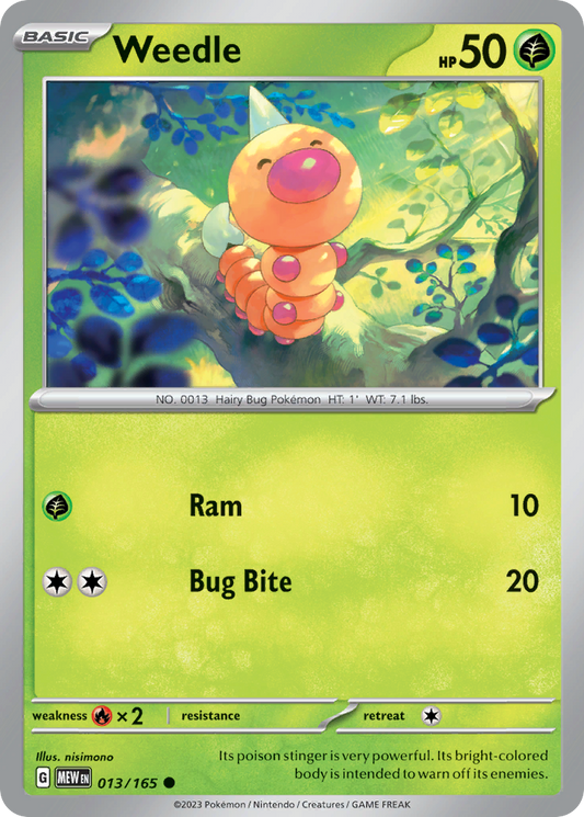 Weedle - 013/165 - - 151 - Pokemon - Common | AA74-36