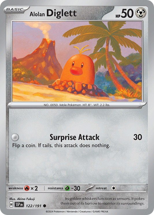 Alolan Diglett - 122/191 - - SURGING SPARKS - Pokemon - Common | AA48-1