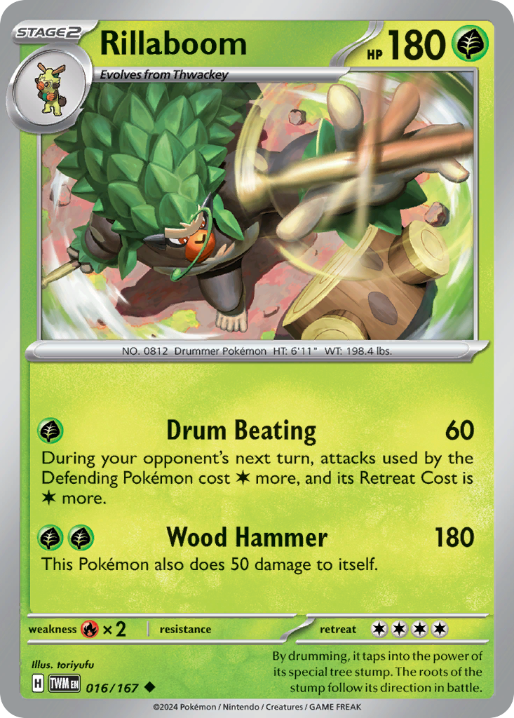 Rillaboom - 016/167 - - TWILIGHT MASQUERADE - Pokemon - Uncommon | AA76-32