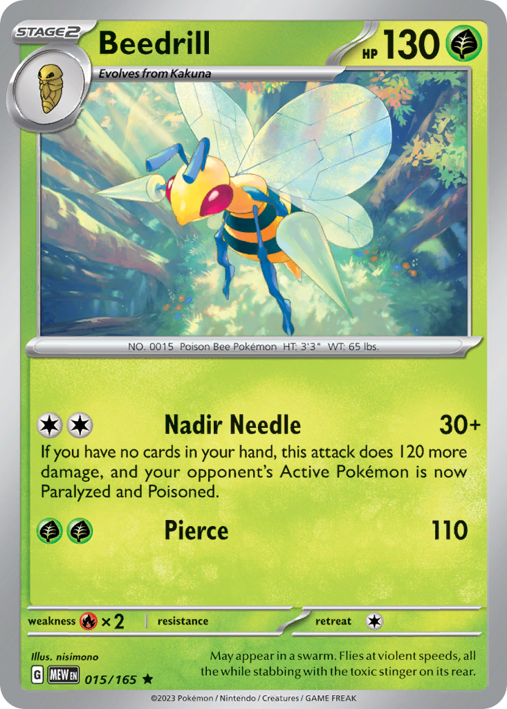 Beedrill - 015/165 - Reverse Holo - 151 - Pokemon - Rare | AA62-4