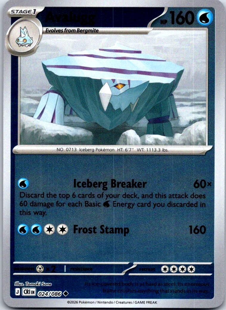 Avalugg - 024/086 - Reverse Holo - CHAOS RISING - Pokemon - Uncommon | AA128-11