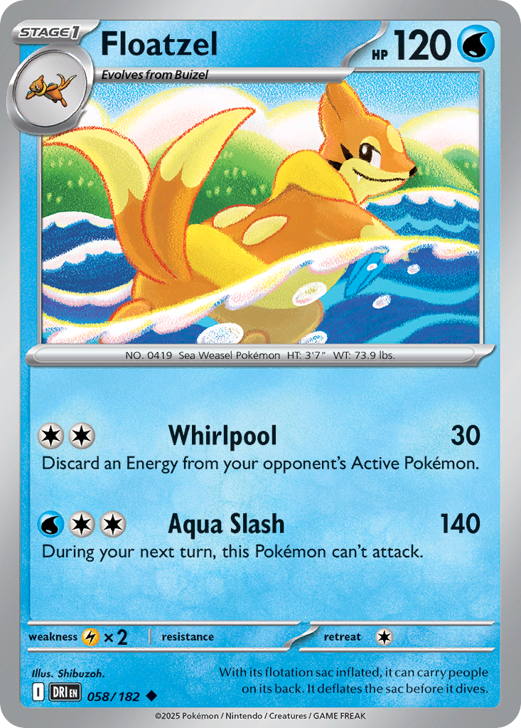 Floatzel - 058/182 - - DESTINED RIVALS - Pokemon - Uncommon | AA07-91