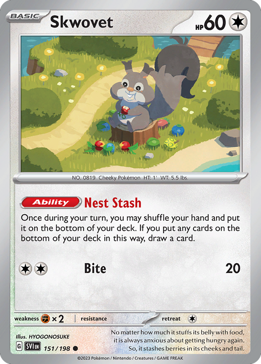 Skwovet - 151/198 - Reverse Holo - SCARLET & VIOLET - Pokemon - Common | AA49-71