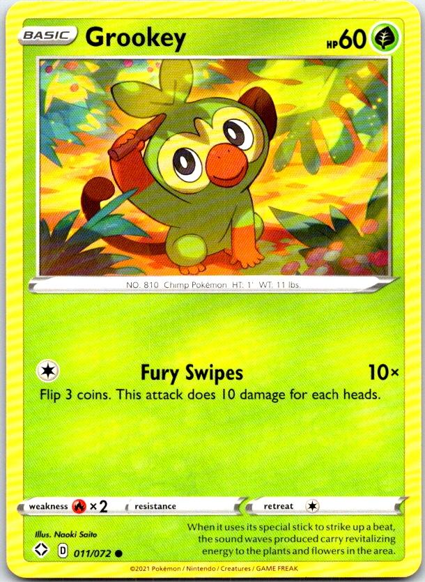 Grookey - 011/072 - - SHINING FATES - Pokemon - Common | AB98-13