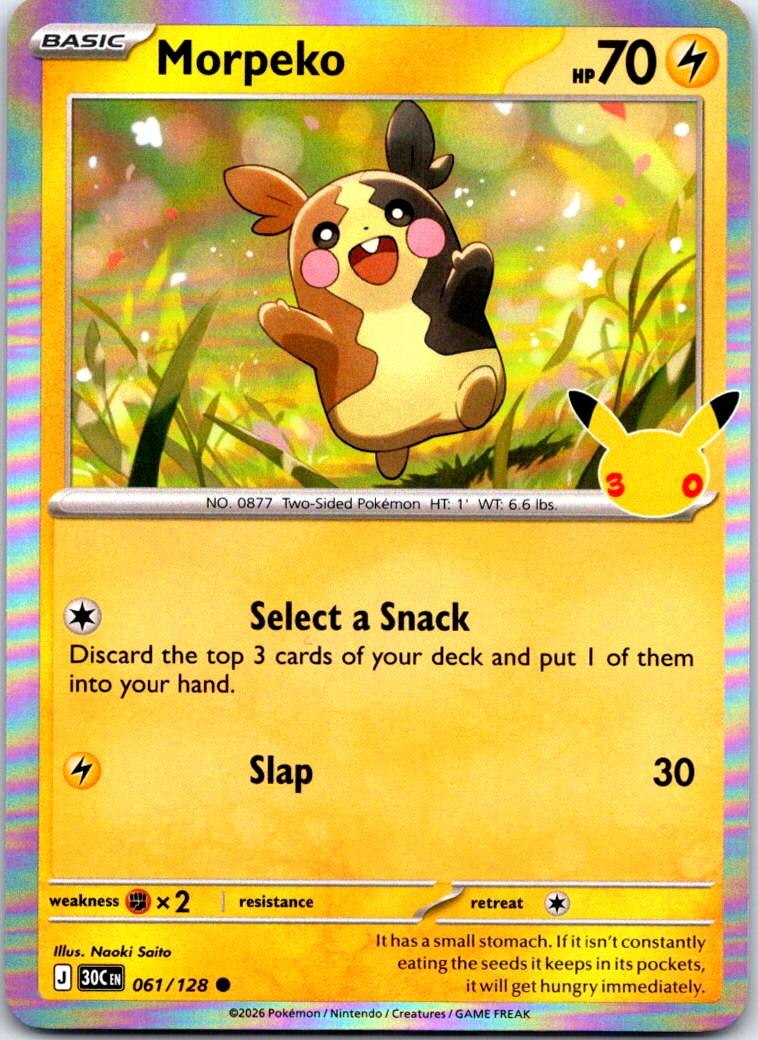 Morpeko - 061/128 - Holo - ME: 30TH CELEBRATION - Pokemon - Common | AB32-31