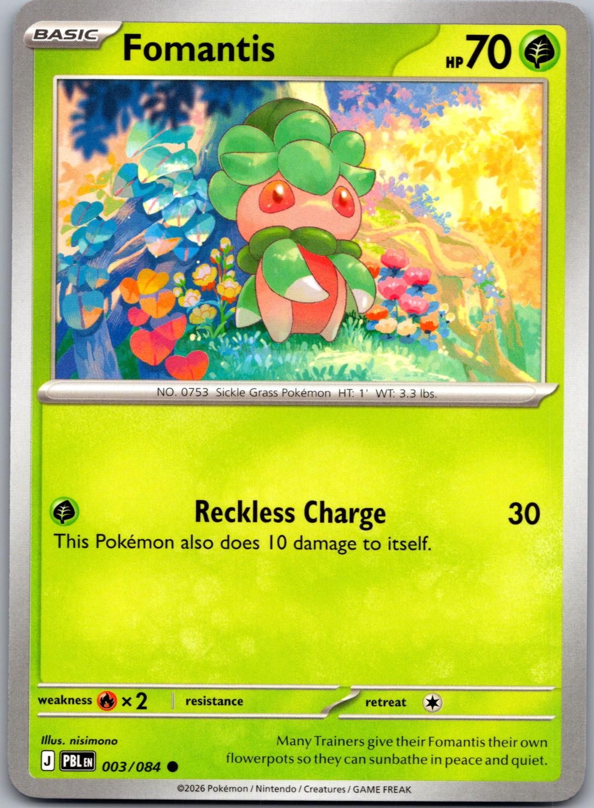 Fomantis - 003/084 - - PITCH BLACK - Pokemon - Common | AA78-27