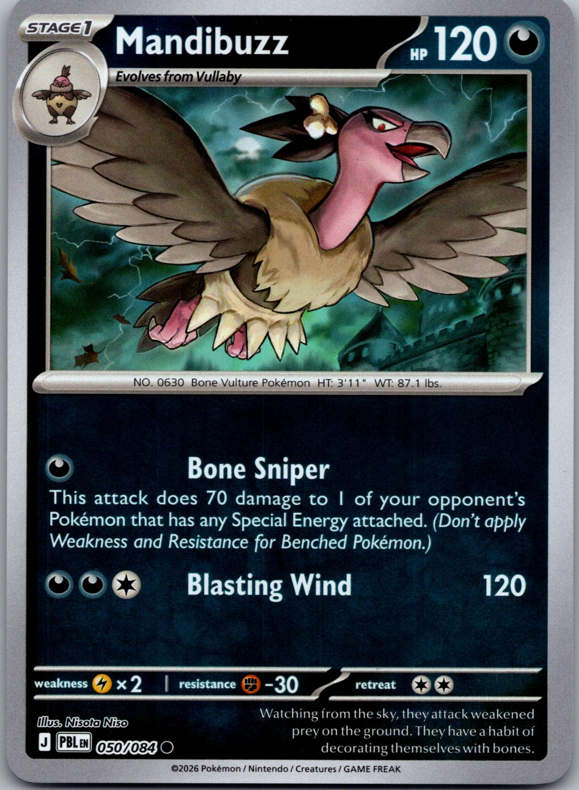 Mandibuzz - 050/084 - Reverse Holo - PITCH BLACK - Pokemon - Common | AA80-2