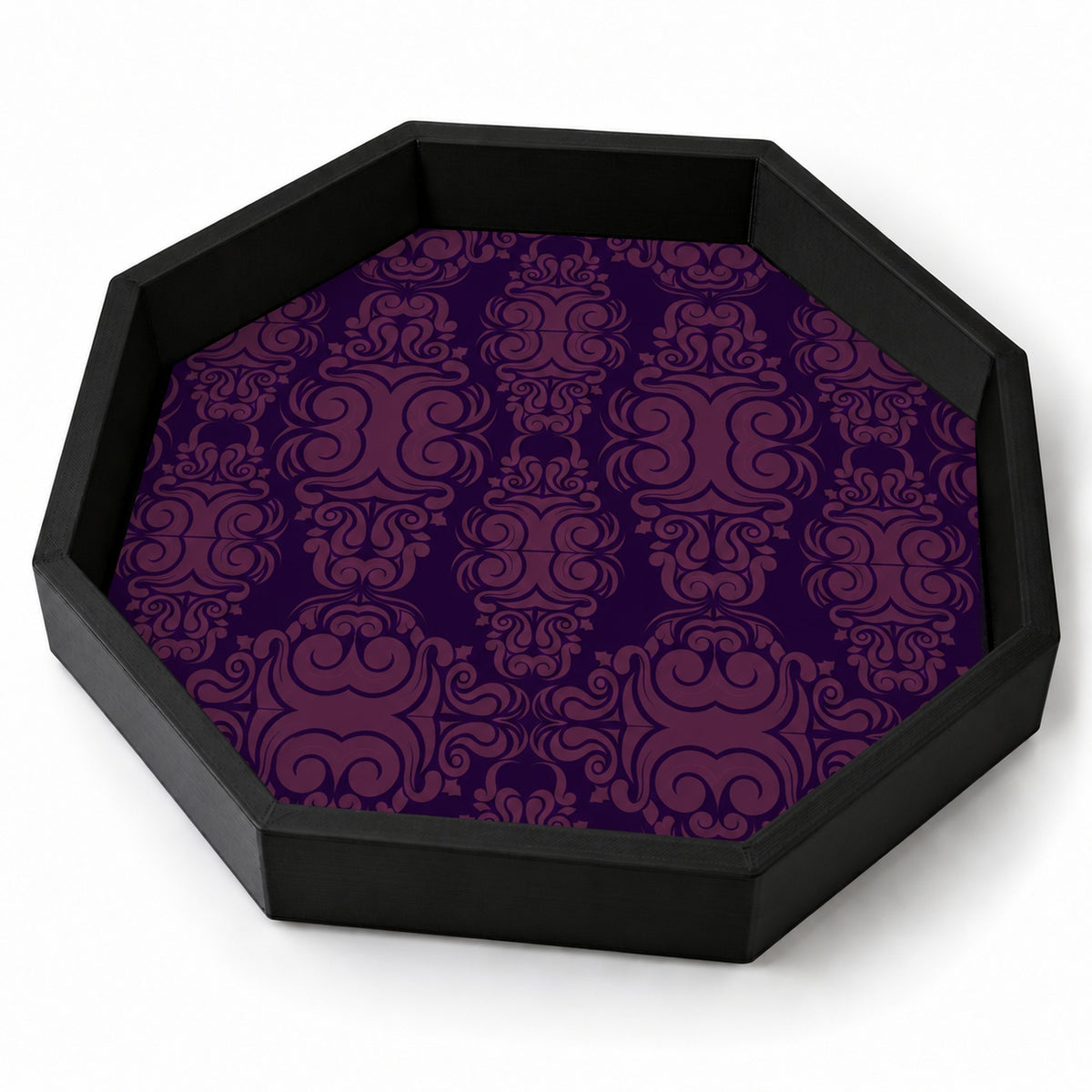Art Deco Wallpaper dice tray in black octagonal frame on white background