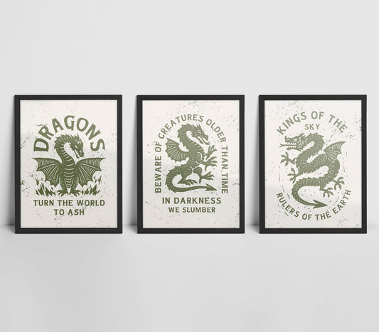 Art Print - Fantasy Dragon Art Game Room Print Board Game Tabletop Gaming Gifts Accessories, RPG D&D Dice