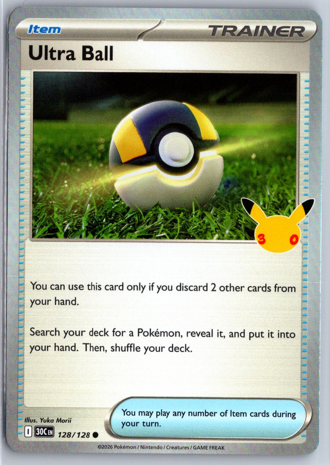Ultra Ball - 128/128 - Holo - ME: 30TH CELEBRATION - Pokemon - Common | AA96-22
