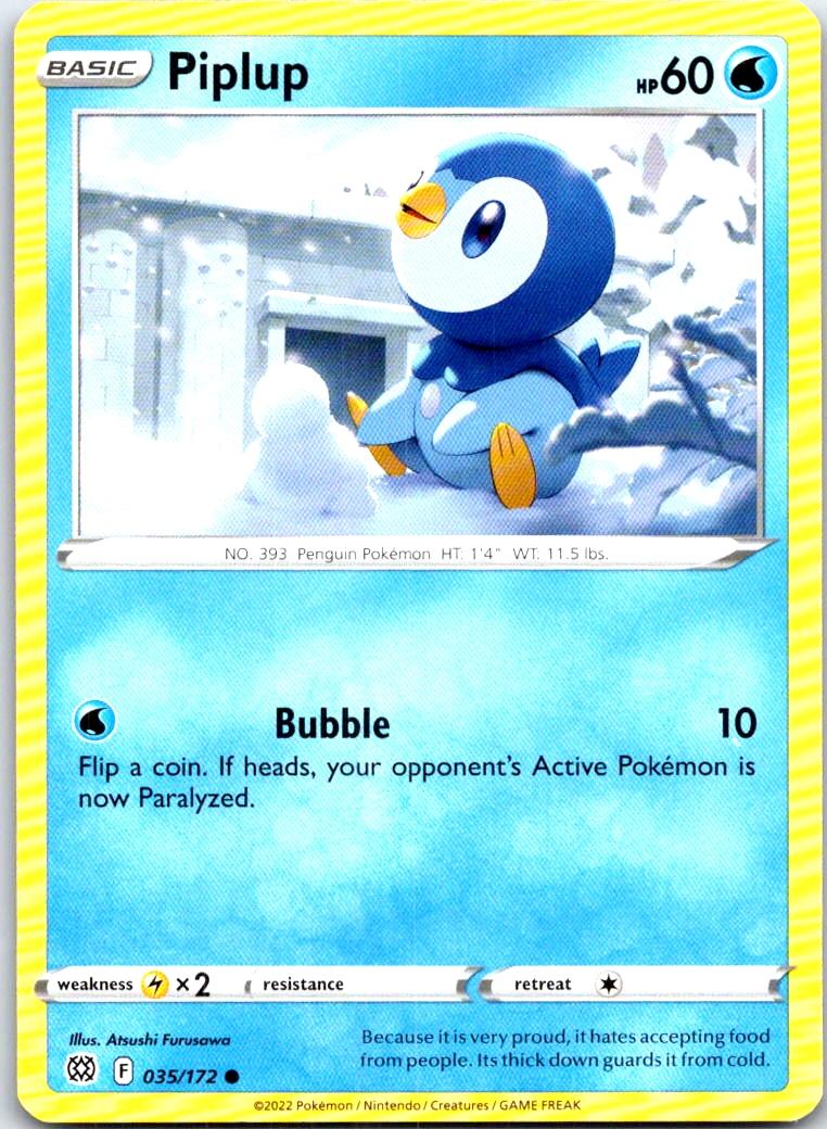 Piplup - 035/172 - - BRILLIANT STARS - Pokemon - Common | AB71-23