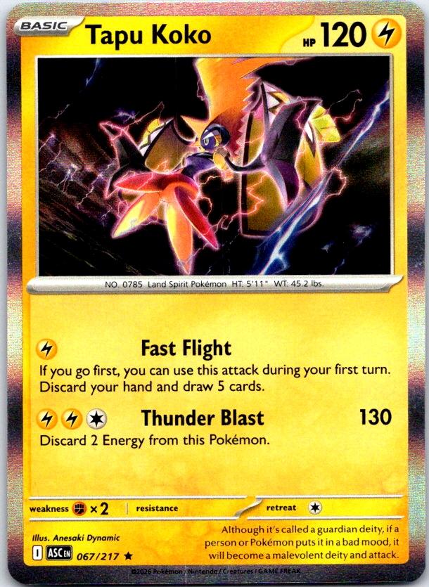 Tapu Koko - 067/217 - Holo - ASCENDED HEROES - Pokemon - Rare | AC25-8