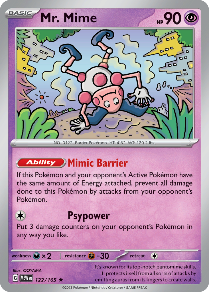 Mr. Mime - 122/165 - Holo - 151 - Pokemon - Rare | AA20-68