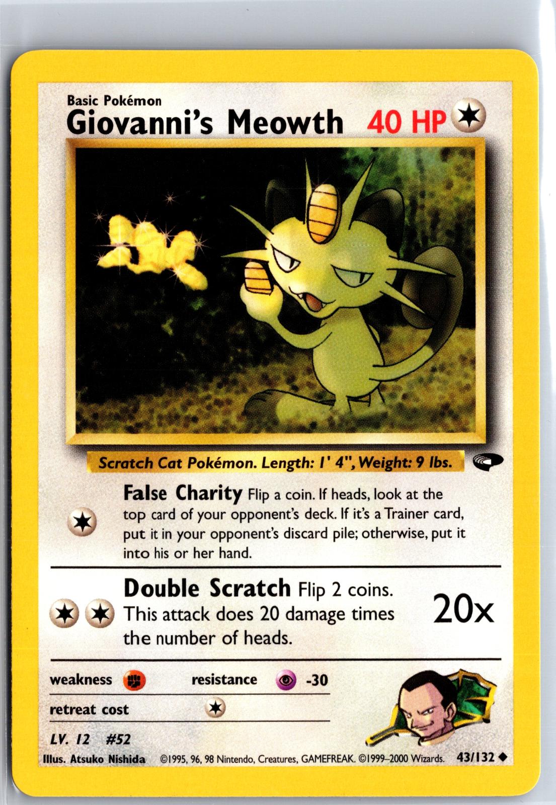 Giovanni's Meowth - 43/132 - Unlimited - GYM CHALLENGE - Pokemon - | AA113-9