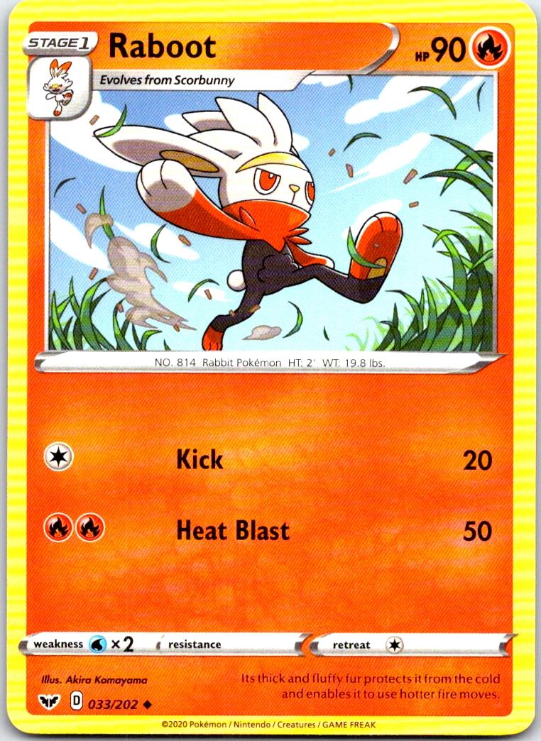 Raboot - 033/202 - - SWORD & SHIELD - Pokemon - Uncommon | AB72-14