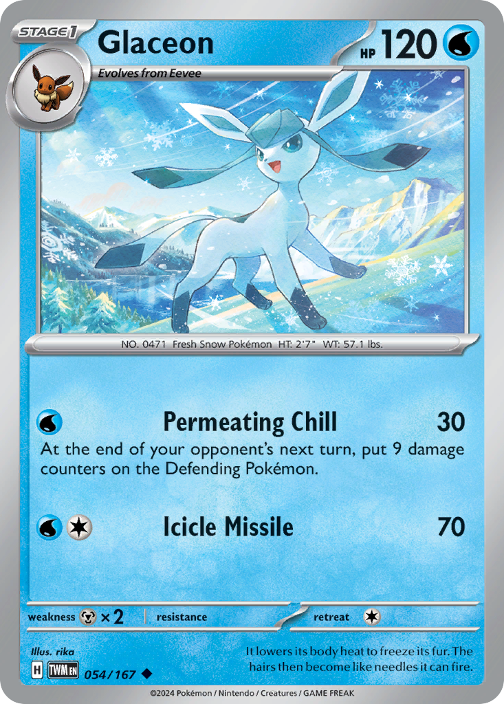 Glaceon - 054/167 - - TWILIGHT MASQUERADE - Pokemon - Uncommon | AA79-7