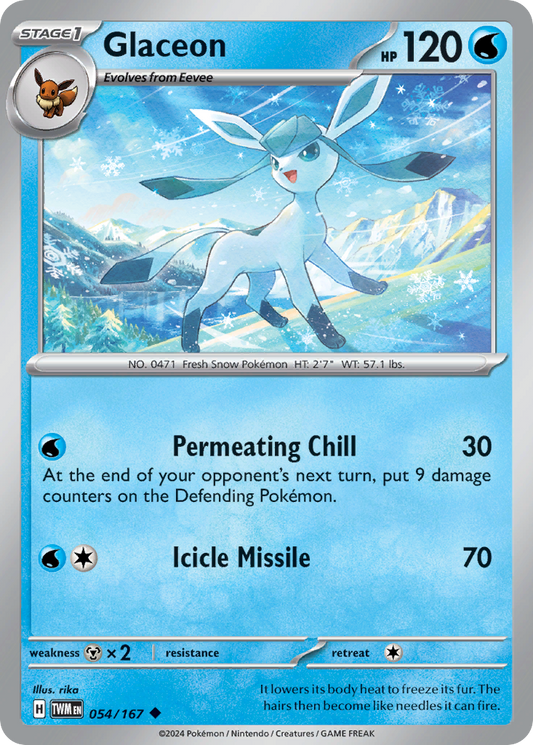 Glaceon - 054/167 - - TWILIGHT MASQUERADE - Pokemon - Uncommon | AA87-40