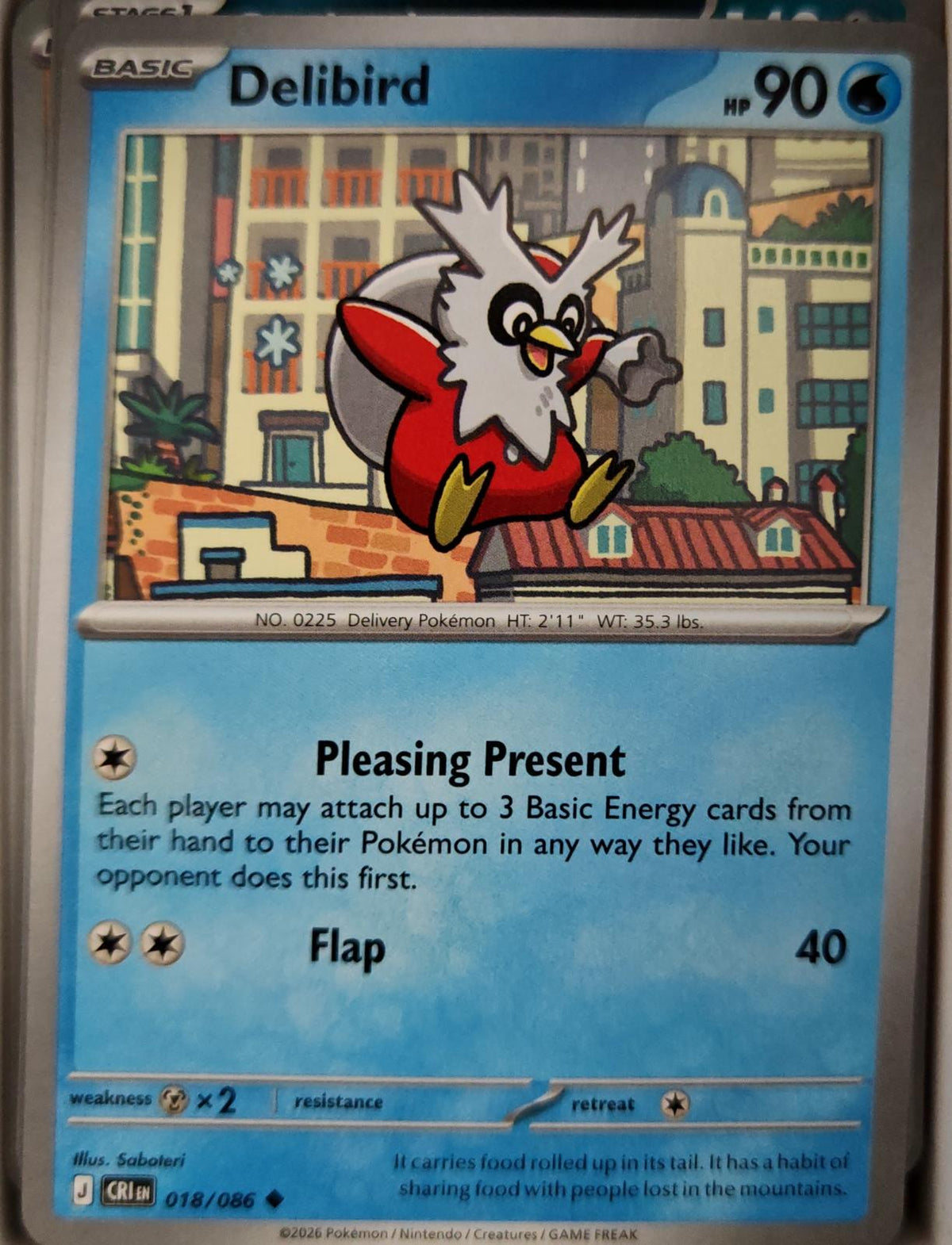 Delibird - 018/086 - - CHAOS RISING - Pokemon - Uncommon | AA08-50